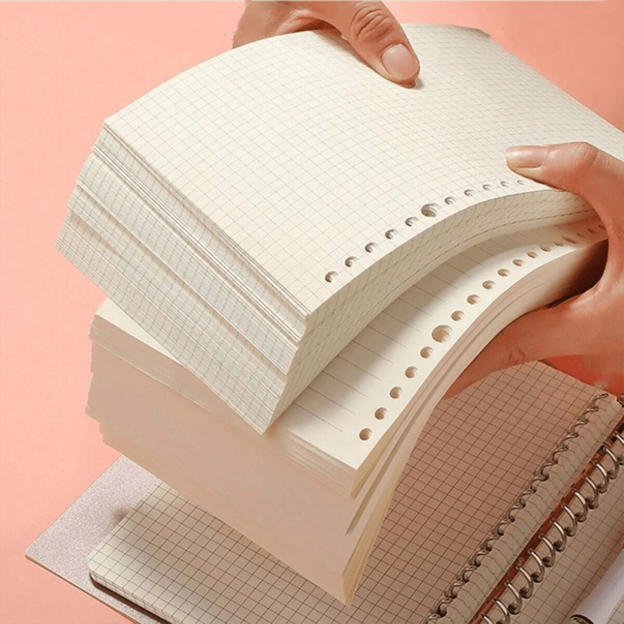 1 pieza Papel de repuesto para carpeta/planificador A4/A5/B5, 26 agujeros, papel blanco reemplazable estilo en blanco/rayado/cuadrícula, adecuado para cuadernos de hojas sueltas, diarios, diarios de viaje, 60 hojas/120 páginas, artículos esenciales para la vuelta a la escuela