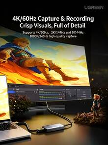 UGREEN UG707 HDMI Video Capture Card 4K60Hz HD RGB24 Compatible With Switch2/PS5 Nikon Sony Canon Camera Phone IPad Tablet PC Gaming Live Streaming Recording - View 3