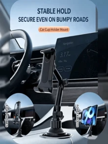 Universal Adjustable Cup Holder Phone And Tablet Mount, 2-In-1 Multi-Function Car Navigation Holder, Suitable For Dashboard And Air Vent, Ergonomic Design, Expandable Base, Easy Installation, Stable Anti-Shake, Strong Shock Absorption, Multiple Styles Available, Perfect Gift For Family And Friends - A - View 7