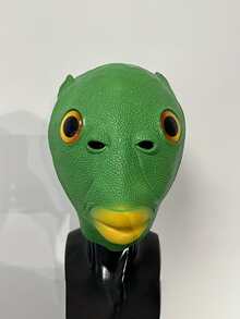 Funny Green Fish Head Mask, Realistic Latex Animal Full Head Mask, Internet Celebrity Funny Expression Cosplay Headgear, Suitable For Halloween, Carnival, Birthday Party Photo Props, Ideal Holiday Gift - Multicolor - View 11