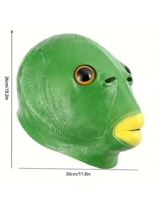 Funny Green Fish Head Mask, Realistic Latex Animal Full Head Mask, Internet Celebrity Funny Expression Cosplay Headgear, Suitable For Halloween, Carnival, Birthday Party Photo Props, Ideal Holiday Gift - Multicolor - View 12