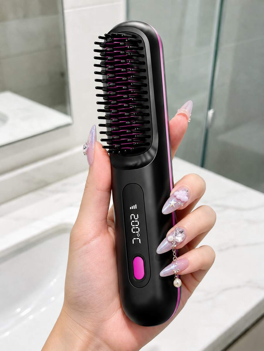 SKYWORTH Rechargeable Curling Brush, Makes Curls More Stylish, Anti-Static Frizz-Smoothing Comb, Suitable For Wavy Hair, Curling Styling Tool, Perfect Choice For Birthday And Holiday Gifts