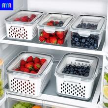 6pcs/Set (2 Lids, 2 Boxes, 2 Strainer Baskets) Square Food Storage Containers, PP Material Reusable Fridge Organizer Boxes, Suitable For Scallion, Parsley, Cilantro, Garlic, Noodles, Eggs - View 2
