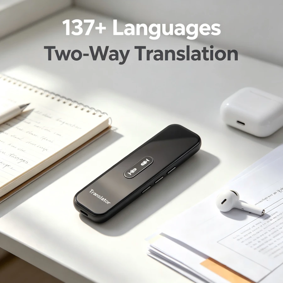 AI 語音翻譯筆 即時語言翻譯器 支援 137 種語言 雙向即時翻譯 迷你口袋翻譯機 學習、旅行、商務溝通、居家翻譯設備 - 黑色 - 查看 1