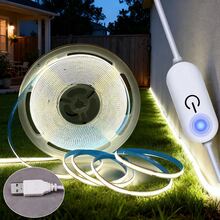 شريط إضاءة LED COB بطول 1-5 متر يعمل بالطاقة USB - شريط LED مرن وقابل للثني، توصيل وتشغيل USB، مفتاح لمس قابل للتعتيم، مناسب للمنزل والزفاف والمطبخ وإضاءة تحت الخزانة - متوافق مع الكمبيوتر والجهاز اللوحي وديكور المنزل وعيد الهالوين والكريسماس وأضواء LED الخاصة بالعطلات الأخرى - متعدد الألوان - مشاهدة 2