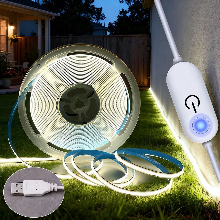 شريط إضاءة LED COB بطول 1-5 متر يعمل بالطاقة USB - شريط LED مرن وقابل للثني، توصيل وتشغيل USB، مفتاح لمس قابل للتعتيم، مناسب للمنزل والزفاف والمطبخ وإضاءة تحت الخزانة - متوافق مع الكمبيوتر والجهاز اللوحي وديكور المنزل وعيد الهالوين والكريسماس وأضواء LED الخاصة بالعطلات الأخرى