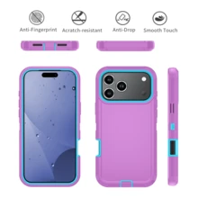 Solide et durable, étui de protection trois-en-un compatible avec iPhone, Galaxy, HONOR et autres téléphones portables - Violet clair + bleu ciel - Voir 7