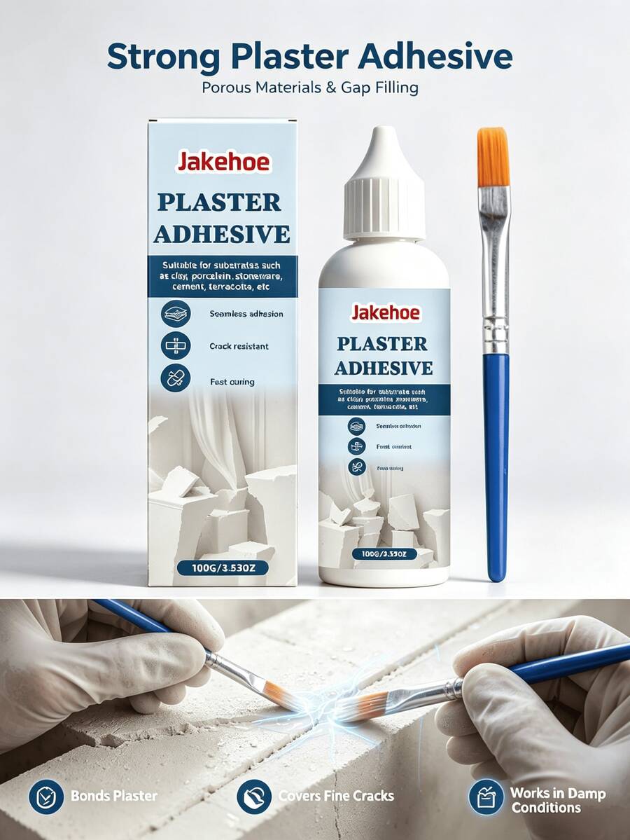 Plaster Adhesive, Strong Bonding And Adhesion To Plaster And Porous Materials, Plaster Repair Adhesive, Suitable For Clay, Ceramic, Stoneware And Cement Materials, Gentle On Materials And Does Not Damage The Surface Of The Base Material, Meets Daily DIY And Professional Construction Needs, Convenient And Fast, Simple And Practical, Practical Small Gift For Family And Friends On Holidays