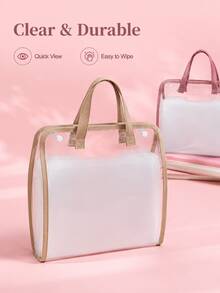 1pc Transparent Document Storage Bag, Portable Transparent Document Bag With Handle, A4 Paper Storage And Organization Bag, Suitable For Students And Offices. - Multiple Styles - View 5