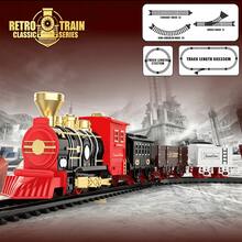 Vintage Train Track Set With Electric Lights And Music, Classic Railway Toy Train DIY Assembly Locomotive Model, Interactive Educational Toy For Kids, Boys And Girls, Party Game, Suitable For Christmas, Halloween, Holiday Tree Decoration, Back To School, Vacation, Birthday Gift - Multicolor - View 14