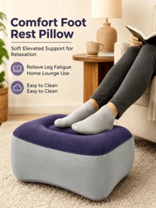 Inflatable Ergonomic Foot Rest Pillow, Portable Soft Elevated Foot Stool Cushion, Lightweight Foot Support Pad For Office Desk Home Sofa Airplane Travel Relieve Leg Fatigue - Multicolor - View 2