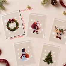 50/100 Pieces, Christmas Self-Adhesive Bags With Reindeer, Snowman, Santa Claus, And Christmas Tree Printed Patterns, Small Transparent Gift Bags, Perfect For Christmas Decorations, Winter Party Packaging, And New Year Gift Bags - View 4