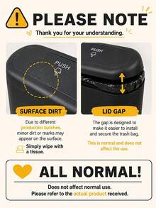 Flip-Top Compact Car Trash Can With Leak-Proof Lid, Includes Trash Bags, Overflow-Proof Design, Durable And Easy To Clean, Universal Car Storage Accessory For Trucks And SUVs - Multicolor - View 5