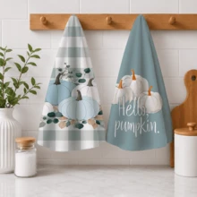 2/4/6pcs Blue & White Pumpkin Plaid Pattern Printed Kitchen Towels, Ultra-Soft Microfiber High Absorbent Tea Towels, Dish Cloths, Cleaning Towels, Hand Towels, Suitable For Cooking, Baking, Wiping, Cleaning And Kitchen Decoration, Kitchen Accessories, Daily Essentials - Multicolor - View 7