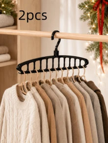 1pc/2pcs Foldable Multi-Hook Clothes Hanger, Clothing Storage Rack, Cabinet Shelf, Space-Saving Wardrobe Organizer, Durable And Lightweight, Closet Storage And Organization, Korean Style Home Decor, Space-Saving Closet - Multicolor - View 11