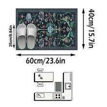1件裝復古植物鳥圖騰深灰色長條地毯，波希米亞風仿羊絨長方形對稱花卉藤蔓可機洗走道墊，適用客廳、走廊、玄關居家裝飾 - 彩色 - 查看 17