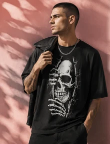 Men's Cotton T-Shirt With Graphic Print, Short Sleeve, Crew Neck, Casual Summer Style Ready Stock Local Warehouse - Black - View 3