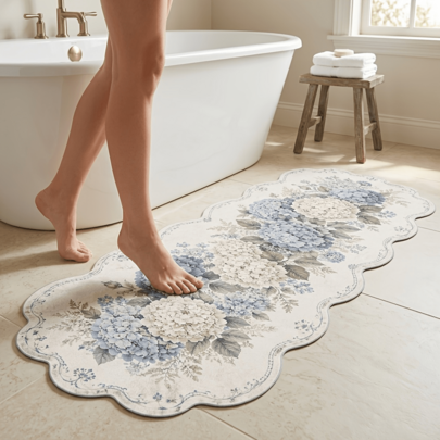 1pc Blue Hydrangea Shaped Rug, Soft And Comfortable Bedroom Carpet, Washable Rug, Suitable For Front Door, Entrance, Hallway, Kitchen, Bedroom, Dorm, Dining Room, Skin-Friendly Carpet, Living Room Carpet, Sofa Seating Carpet, Area Rug, Creative Versatile Home Decor Carpet, Large Living Room Carpet, Bedroom Carpet, Closet Carpet, Room Decoration, Gift For Family And Friends