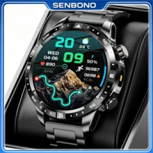 SENBONO LED Flashlight Smart Watch For Men, 1.7-Inch Touch Screen, Answer/Make Call, 1000mAh Battery, Heart Rate/Sleep Monitoring, Fitness Tracker, Activity Tracker, Message Reminder Smartwatch, Best Gift For Men Women Family - View 1