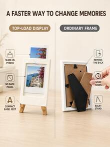 1pc Mini White Easel Photo Frame, Desktop Display Stand With Tripod Base, Instant Photo Style Holder For Desk, Office, Dorm & Classroom Decor, Birthday, Anniversary, Graduation Gift, School Essentials, University Essentials & Autumn Home Decor - Multiple Styles - View 8