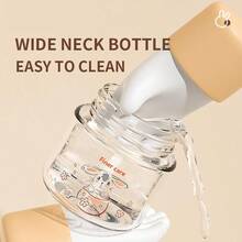 1pc 80ml/2.82oz, 240ml/8.11oz Mini Standard Neck Glass Baby Bottle, Suitable For 0-3 Months/3 Months And Above, Borosilicate Glass, Meets Different Stage Needs, Cute Pattern, Fully Detachable, Suitable For Newborn Gift, Christmas Gift - Multicolor - View 6
