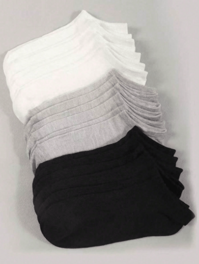 20/10/5/3/1 Pairs Women's Socks, White, Black, Gray, Comfortable And Breathable, Suitable For Outdoor Sports, Commuting, School, Casual Wear, Soft Fabric, All-Season Use