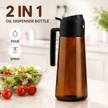 High Grade Olive Oil Dispenser Bottle,Light-Blocking Glass Blocks UV Rays & Preserves Flavor, Dual-Use Spray & Oil Pot,  Light-Proof Label, Splash Proof, Suitable For Kitchen & Outdoor Cooking, Various Colors - Black - View 3