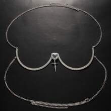 Gold Cross & Heart Body Chain/Harness; Women's Sexy Rhinestone Body Chain, Suitable For Parties, Dates And Events - Multicolor - View 4