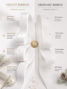 10 Yards White Plush Ribbon Roll, Solid Color Soft Plush Fabric, Multiple Widths Decorative Trim, Suitable For DIY Hair Accessories, Headbands, Wedding Bouquets, Christmas Tree Decorations, Gift Wrapping, Collars, Sewing Decor, Ideal For Crafters, Florists, DIY Enthusiasts, Can Be Used For Sexy Style, Ballet Style, Angel Style, French Aesthetic, Luxury Style, Pure White Plush Ribbon Roll, Decorative Accessories - Velvet Ribbon - View 8