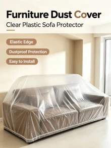 Oversized Elastic Edge Furniture Dust Cover, Clear Plastic Multi‑Purpose Protective Sheet, Indoor Outdoor Universal Durable Dustproof Cover For Sofa Refrigerator Motorcycle Bicycle TV Air Conditioner - Multicolor - View 1