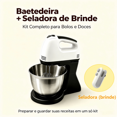 Liquidificador doméstico de 100 W e 110 V com seladora de alimentos grátis; eletrodoméstico multifuncional compacto; ideal para reuniões familiares; modelo modular para uso doméstico.