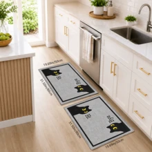 1pc, Fun Black Cat Pattern Printed Faux Cashmere Kitchen Mat, Absorbent Kitchen Floor Mat, Kitchen Rug, Long Runner Mat, Sink Front Mat, Suitable For Kitchen, Bathroom, Entryway, Hallway, Laundry Room And Home Decor - Multicolor - View 11
