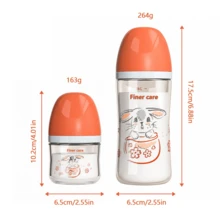 1pc 80ml/2.82oz, 240ml/8.11oz Mini Standard Neck Glass Baby Bottle, Suitable For 0-3 Months/3 Months And Above, Borosilicate Glass, Meets Different Stage Needs, Cute Pattern, Fully Detachable, Suitable For Newborn Gift, Christmas Gift - Multicolor - View 10