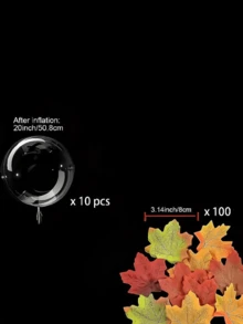 10PCS 20-Inch Clear Bobo Balloon Set With 100 Artificial Maple Leaves & Fishing Line, DIY Hanging Fall Balloon Decorations For Thanksgiving, Halloween, Harvest Party, Wedding & Home Decor - Maple Leaf - View 8