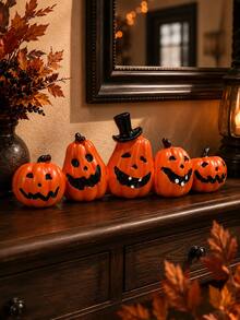 Halloween Pumpkin Decor, Indoor Halloween Ornament, Suitable For Tabletop/Halloween/Window/Gift Box/Gift (Orange Pumpkin) - A - View 3