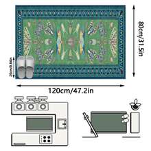 1PC Vintage Symmetrical Insect Pattern Peacock Green Long Runner Rug, Bohemian Style Faux Cashmere Rectangular Butterfly Moth Dragonfly Design Machine Washable Long Floor Mat, Suitable For Living Room Hallway Entryway Home Decor - Multicolor - View 11