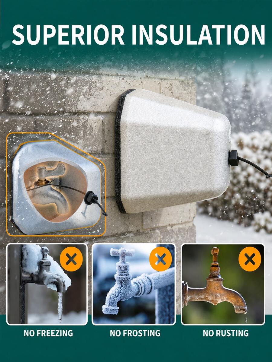 Outdoor Faucet Cover, Suitable For Winter Frost Protection, /EU Outlet Threaded Cover, Easy Install Foam Faucet Cover, Suitable For Outdoor Water Use, Low Maintenance Winterization (Residential/Commercial) - A - View 1