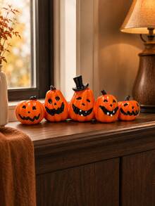 Halloween Pumpkin Decor, Indoor Halloween Ornament, Suitable For Tabletop/Halloween/Window/Gift Box/Gift (Orange Pumpkin) - A - View 6