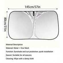 1pc Foldable Reusable Metal Frame Black Design Heat-Insulating Car Sunshade, Summer Sun Protection Accessory, Can Lower Car Interior Temperature - A - View 11