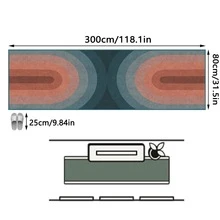 1PC Blue Gray Rust Red Concentric Arch Long Strip Carpet, Vintage Pop Style Faux Cashmere Rectangular Gradient U-Shaped Geometric Machine Washable Long Strip Rug, Suitable For Living Room Bedroom Kitchen Bedside Home Decor - Multicolor - View 13