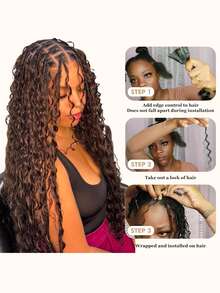 Brown Large Capacity Deep Wave Braided Hair Bundles, 10A Brazilian Virgin Human Hair, Curly Hair Extensions, Suitable For Bohemian Style Braids, Daily And Party Wear, Back To School Season - Multicolor - View 9