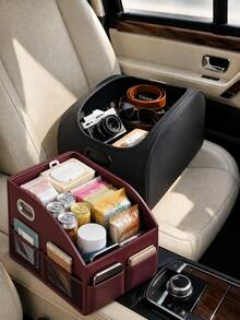 Portable Car Storage Bag, Double Layer Mesh Pockets, Large Capacity Car Organizer With Reinforced Handle, Keeps Car Interior Neat And Organized, Suitable For Tools, Snacks, Books, Drinks, Camping Gear And Long Distance Road Trips - Multicolor - View 9