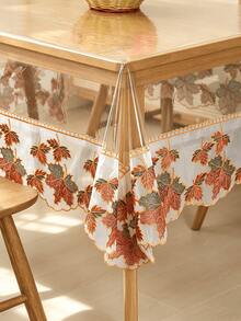 HXARTMIS 1PC Halloween Pumpkin & Maple Leaf PVC Transparent Tablecloth, Suitable For Kitchen Dining Table Decoration, Halloween Decoration, Autumn Home Decor, Daily Home Decor, Transparent Rectangular Tablecloth - Multicolor - View 3