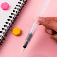 6支透明水彩自動填墨筆，尖頭與平頭筆尖，適合書法與繪畫練習，返校季適用 - A - 查看 7