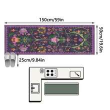 1PC Vintage Botanical Bird Totem Deep Purple Long Runner Rug, Bohemian Style Faux Cashmere Rectangular Symmetrical Floral Vine Washable Runner Mat, Suitable For Living Room, Hallway, Entryway Home Decor - Multicolor - View 14