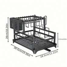 Dish Drying Rack - Stainless Steel Dish Rack For Kitchen Counter, Escurridor De Platos Para Fregadero,House Essentials,Large-Capacity Dish Drainer With Cutlery Holder, Kitchen Organizer For Kitchen Essentials, Spoons And Forks, Black - View 3