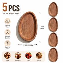 5pcs Set Rosewood Food Display Trays, Natural Solid Wood Oval Snack Plates, Smooth Polished Edges, Raised Rim Design, Sturdy And Stable, Easy To Clean With A Wipe. Multi-Plate Combination Meets Different Usage Needs, Suitable For Nuts, Fruits, Cheese, Desserts, Home Afternoon Tea Display, Also Can Be Used As Desktop Storage Tray, Vintage And Rustic, Fits Various Home Decor Scenes. - View 8