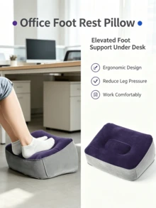 Inflatable Ergonomic Foot Rest Pillow, Portable Soft Elevated Foot Stool Cushion, Lightweight Foot Support Pad For Office Desk Home Sofa Airplane Travel Relieve Leg Fatigue - Multicolor - View 3