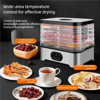 CHIGO Deshidratador de alimentos eléctrico de 5 capas con temporizador digital y control de temperatura, adecuado para hacer snacks saludables, frutas, verduras, carnes, hierbas y golosinas para mascotas