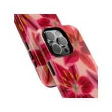 Lily Floral Phone Case Colorful Abstract Flowers Pink Phone Case Lily Scatter Design Phone Cover Compatible With IPhone 16 15 14 13 12 11 Pro Max - Red - View 3